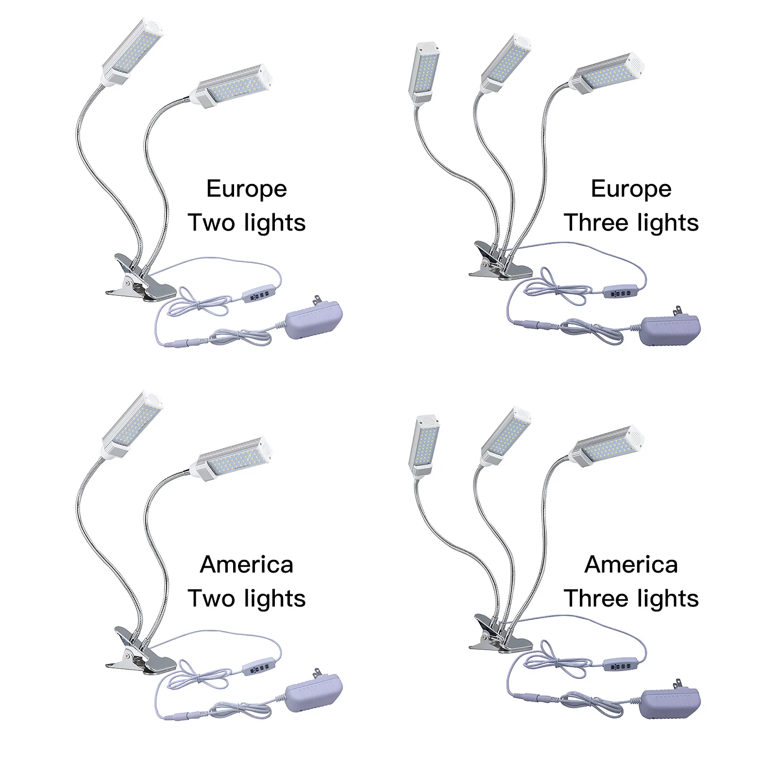 One Multi-head Plant Growth Light Adjustable Angle Full Spectrum Photosynthesis Yellow Light Fill Light For Greenhouse Indoor