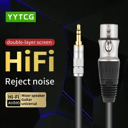 YYTCG XLR 3-Pin Male to 3.5mm Stereo Plug Shielded Microphone Mic Cable Jack 3.5 Male to Female