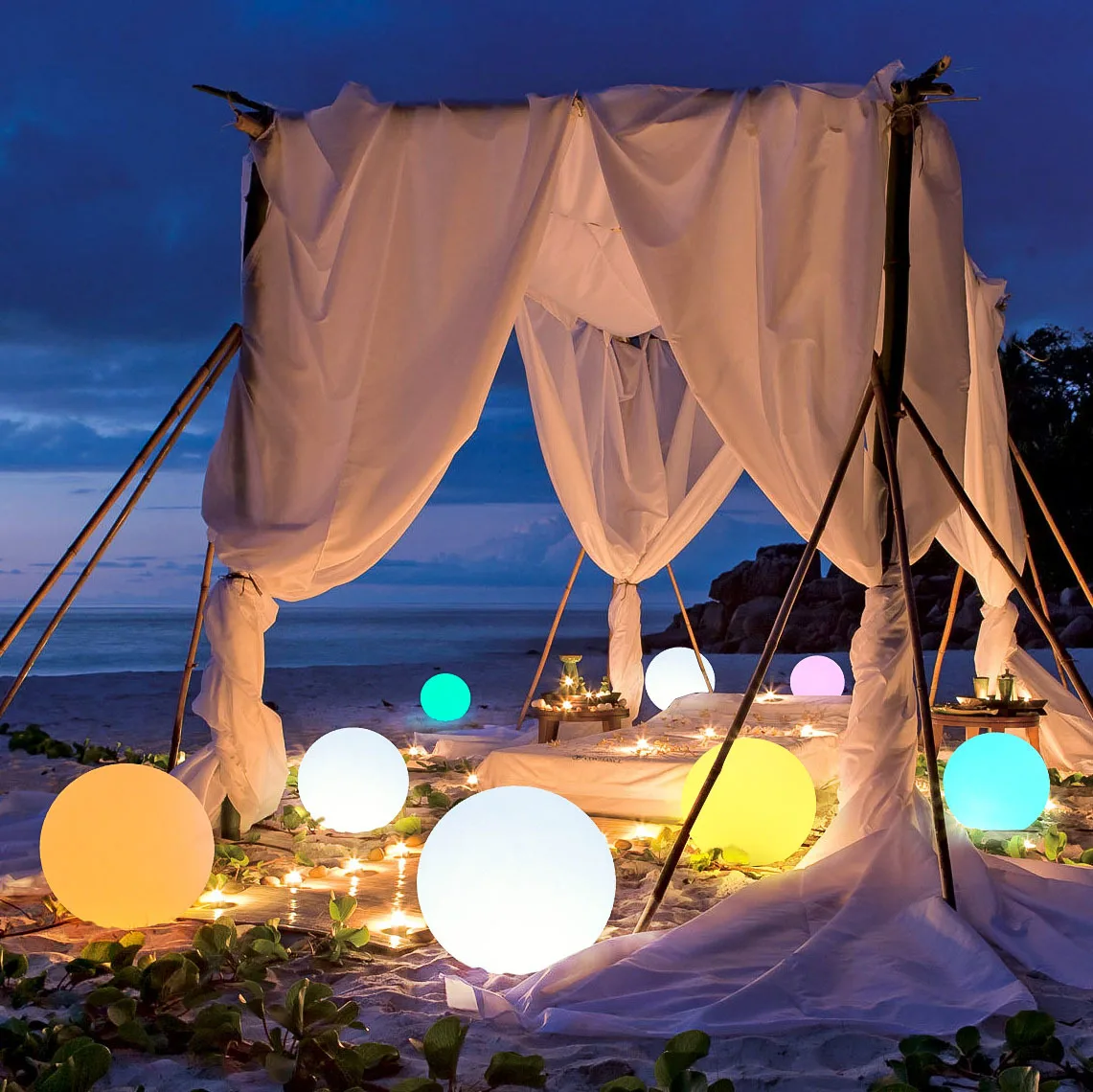 LED Garden Ball Light with Remote Control, Waterproof Outdoor Floor Lamp for Lawn Pathway Wedding Party Decor