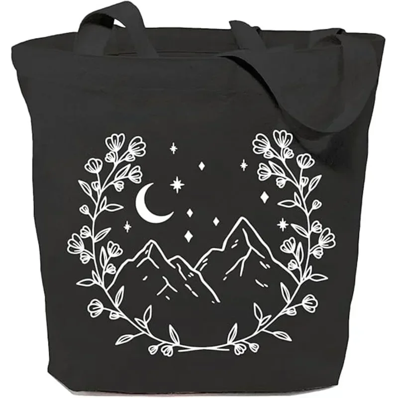 SPR16 Moon Flowers Cotton Canvas Tote Bag