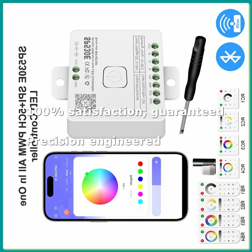 12-In-1 Wifi LED Controller SP530E PWM SPI Pixels Dimmer for WS2812B WS2811 RGB RGBW LED Strips with Voice Control-A82Z
