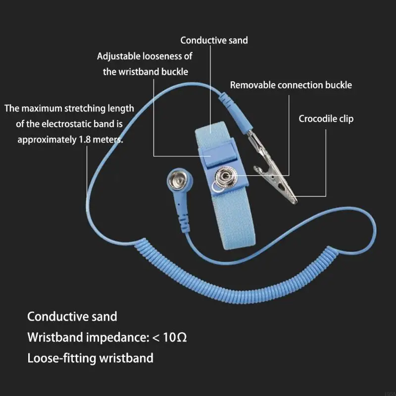 Metal Anti Static ESD Grounding Cable with Double Clip Coiled