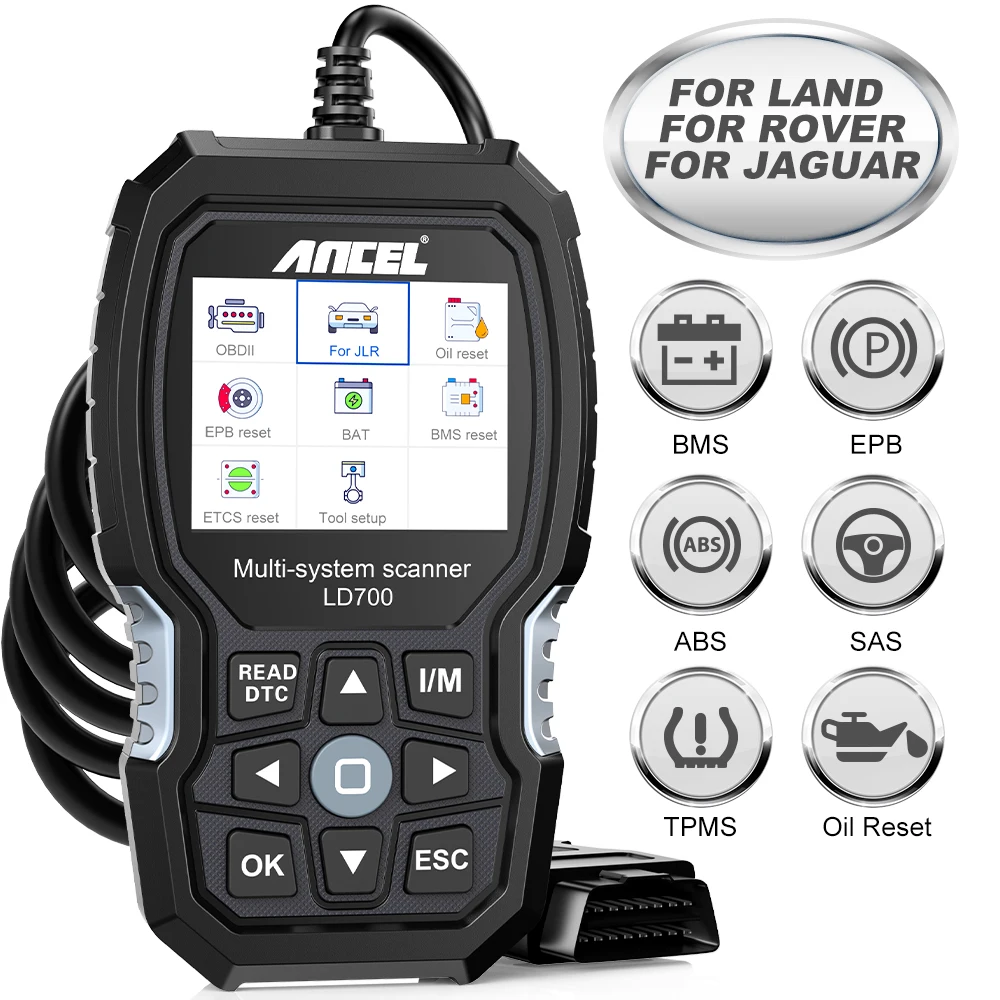 ANCEL LD700 OBD2 Scanner All Systems Diagnostic Tool Check Engine ABS TPMS Oil Reset OBDII Code Reader for Land Rover Jaguar JLR