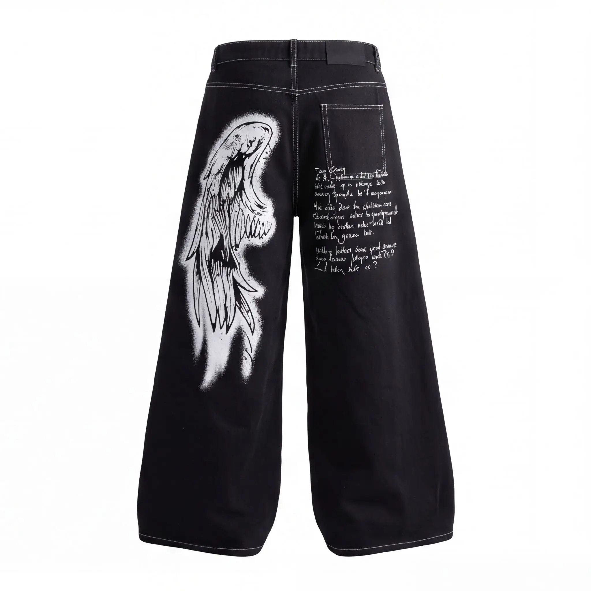 CHIC StreetAmerican Retro Multi-Pockets Printed Women's Jeans Fashion Loose Straight Pants Versatile Wide Leg Denim Men's Jeans