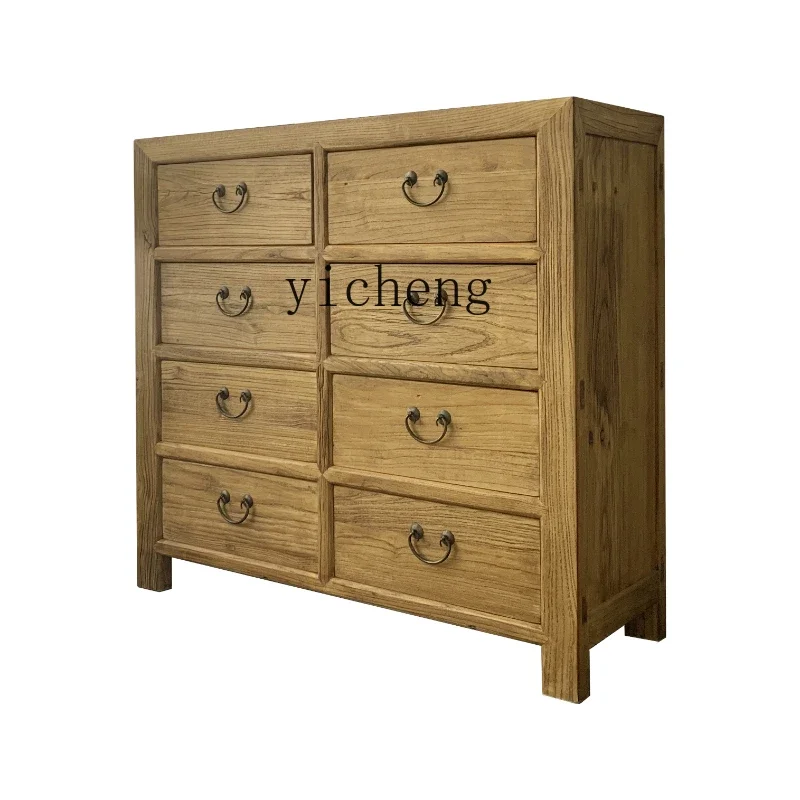 GZ-6   Elm Eight Spares Cabinet Side  Sideboard  Old Door Panel Solid Wood Storage