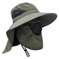 UV Protection Sun Hat Mesh Wide Brim Fishing Hat With Face Cover & Neck Flap Bucket Hats Sun Protection Hat For Beach Fishing