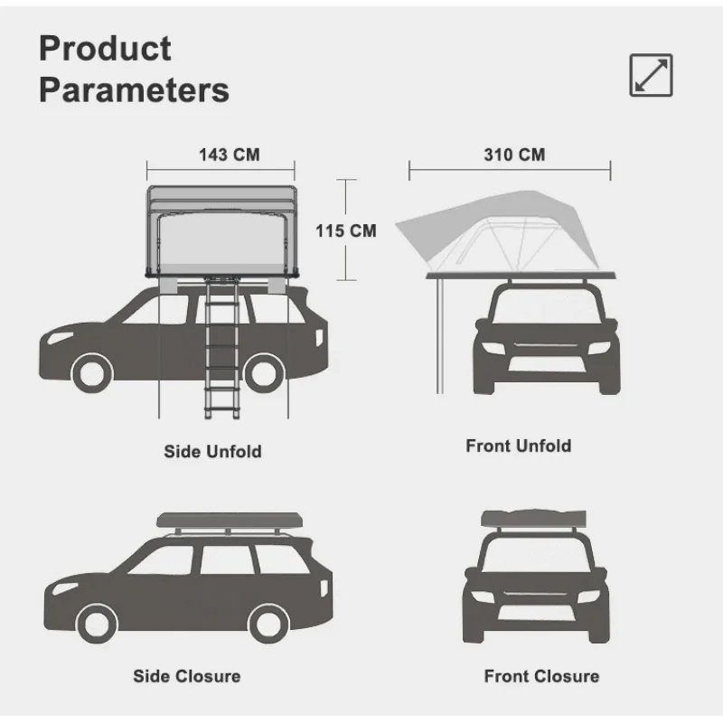 

Tents Camping Outdoor Waterproof Roof Top Tent With Large Space Resting and Warm Isoaltion