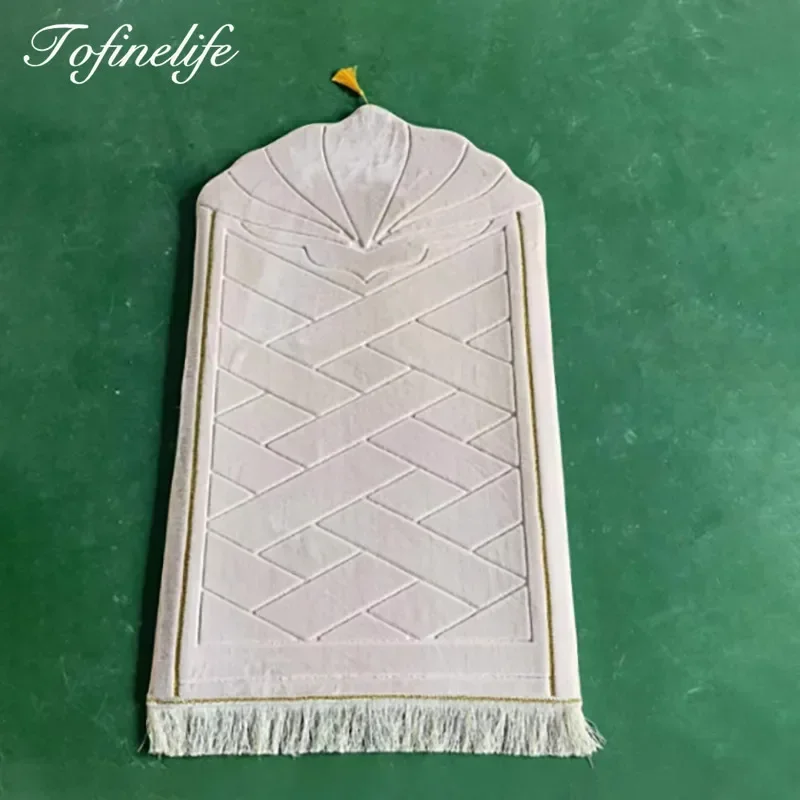 Alfombrilla de franela de Color sólido para adoración, alfombrilla suave Irregular antideslizante para oración musulmana de Ramadán, regalos