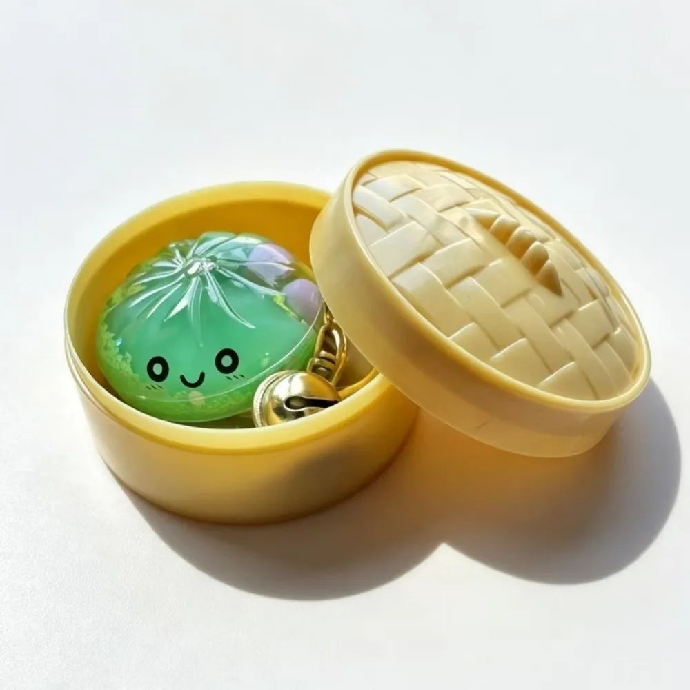 Colorful Miniature Bun Keychain Acrylic Simulation Stuffed Bun Keychain Cute Cartoon Quicksand Glitter Crystal Baozi Pendant