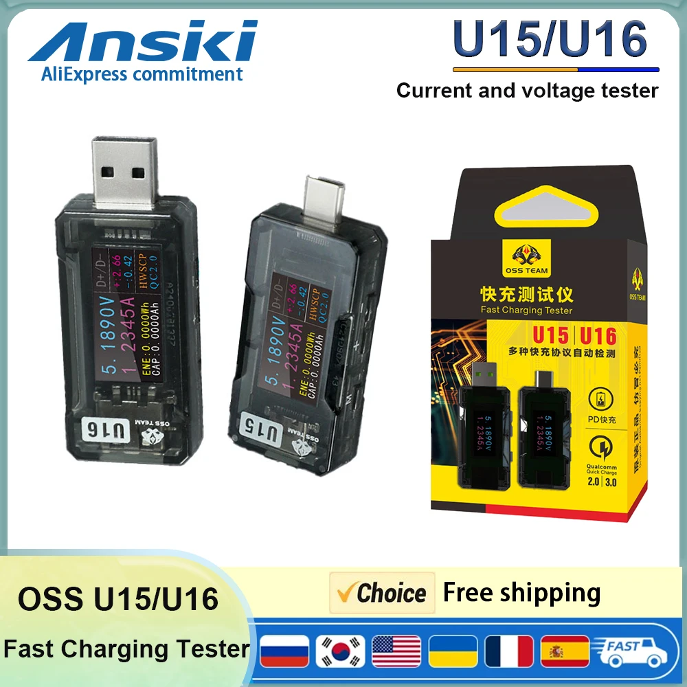 �y�Z�[�����zOSS U15/U16 �}���[�d�e�X�^�[ Type-C/USB-A PD/QC2.0/QC3.0 �����x�d���d�������v���g�R���f�R�C�c�[��