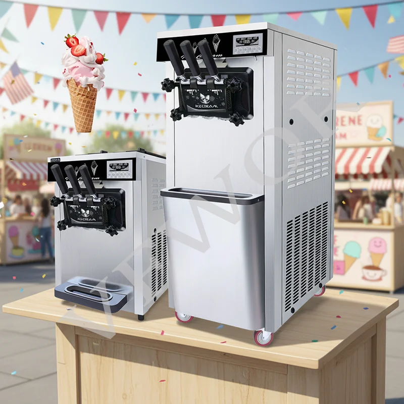 Stainless Steel Soft Serve Three Flavors 2+1 Mix Commercial Homemade Ice Cream Making Machine Milk Water