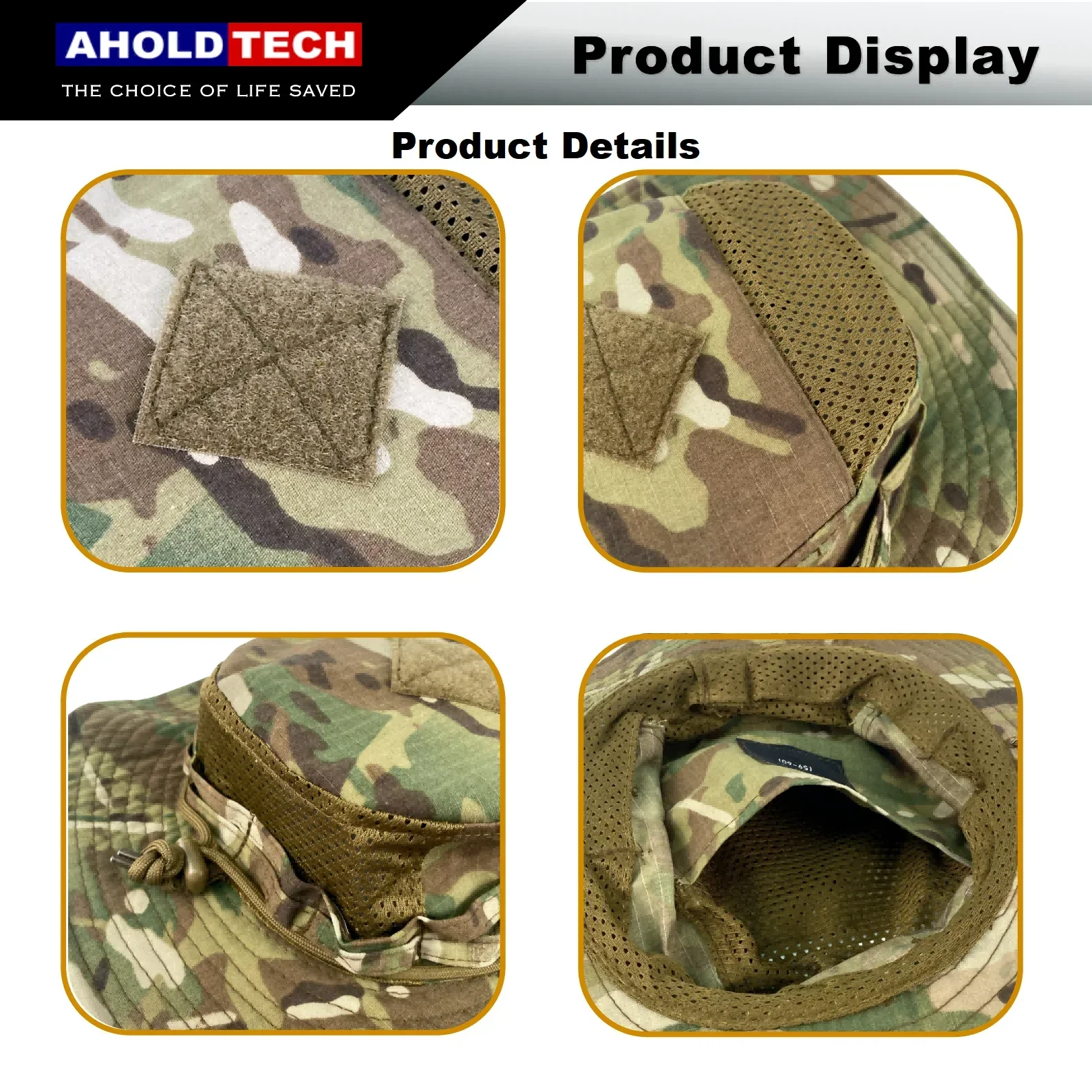 Aholdtech Outdoor Hunting Hat Tactical Boonie Hat Sun Bucket Cap Fishing Hiking Climbing Hats for Sports Hat