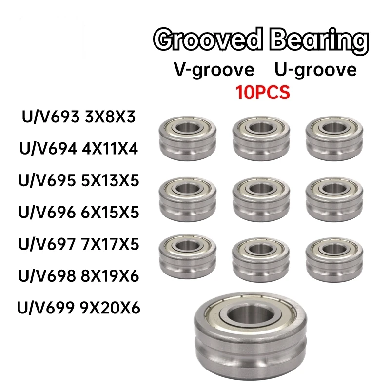 10PCS Spring Machine Through The Line with Fluted Bearing Wheel 693 694 695 696 697 698 699 U V Type