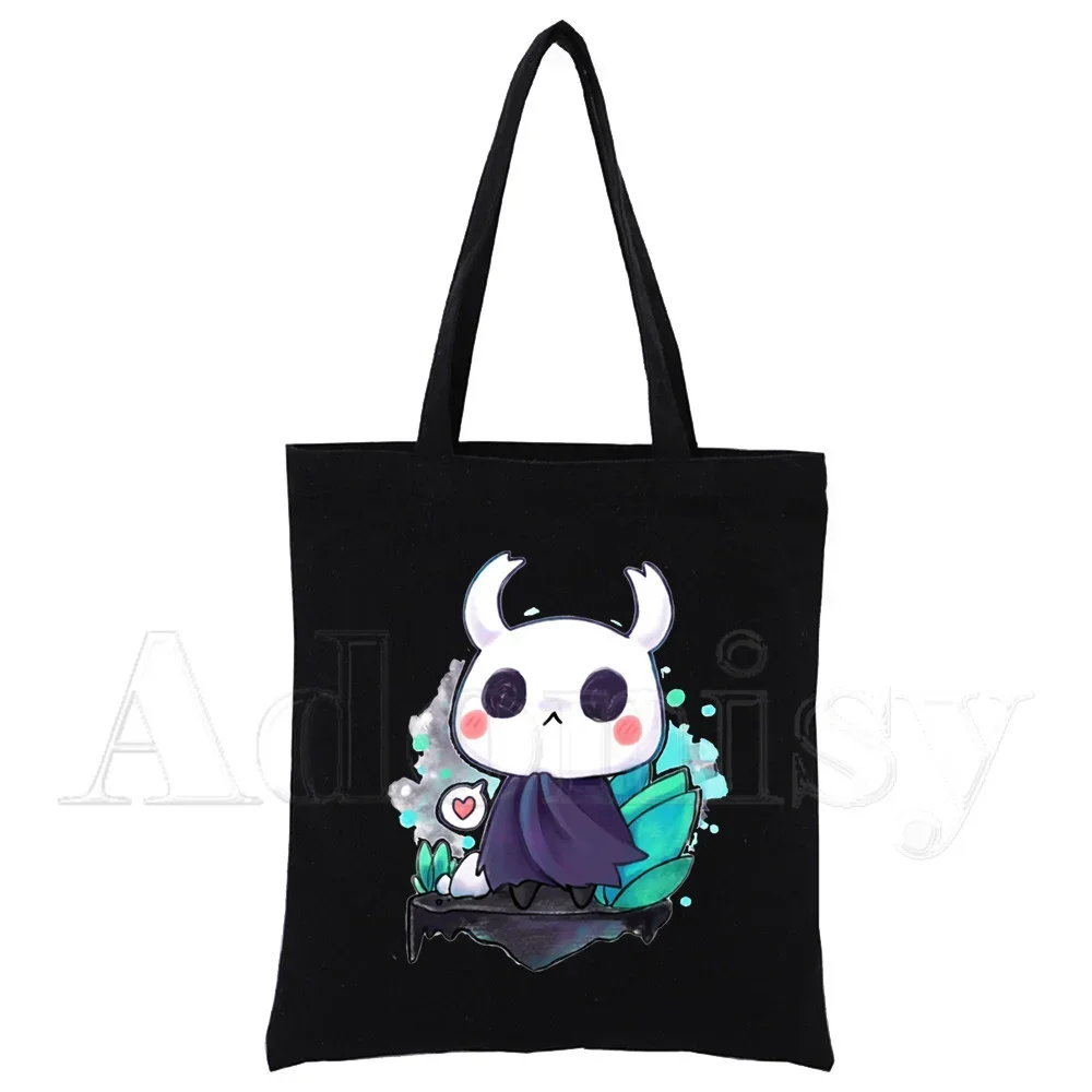 

Hollow Knight Tote Bag Shopping Original Design Black Unisex Travel Canvas Bags Eco Foldable Shopper Bag