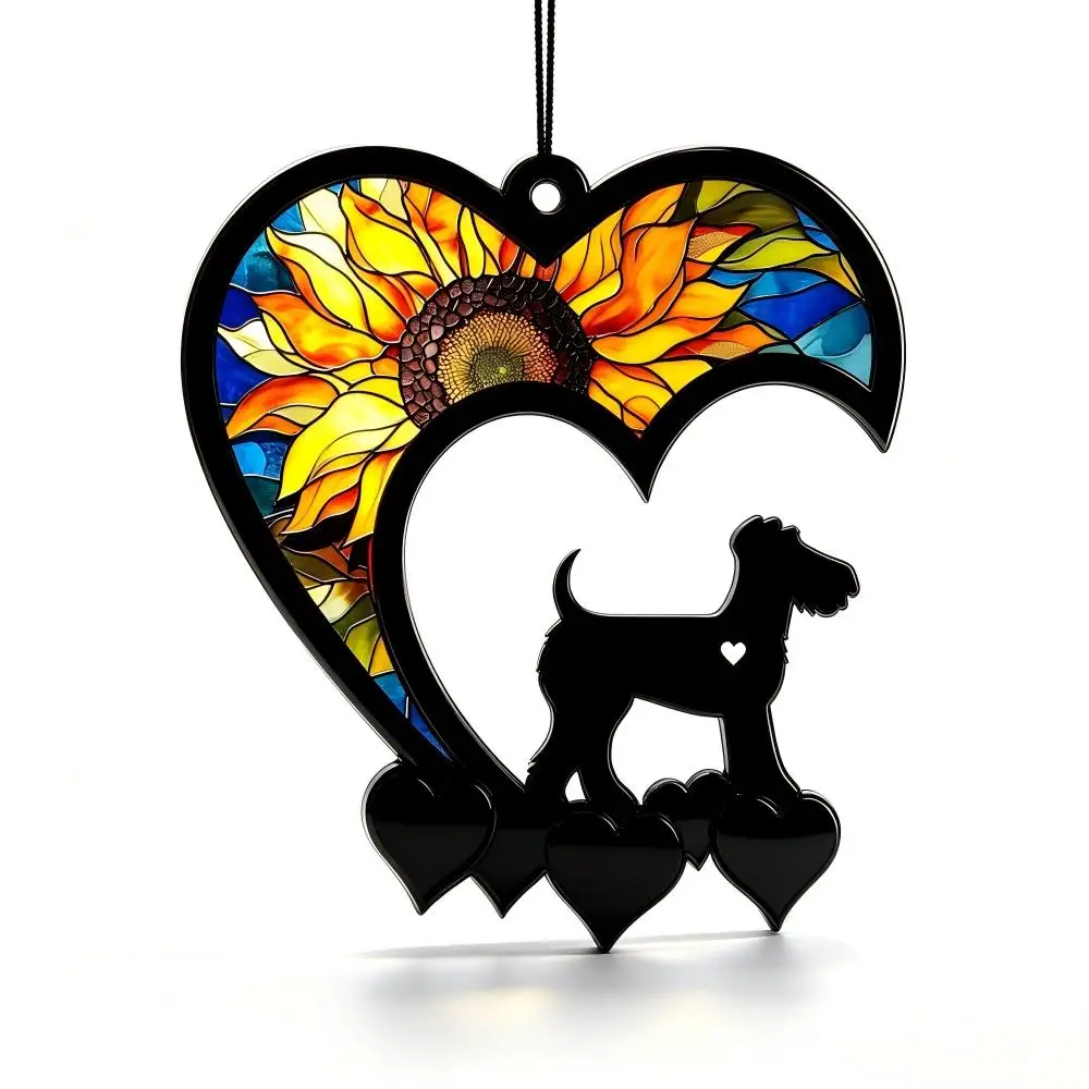 Personalized Pet Memorial Heart Suncatcher,Custom Name Dog Silhouette Acrylic Window Hanging,Pet Loss Remembrance Gift