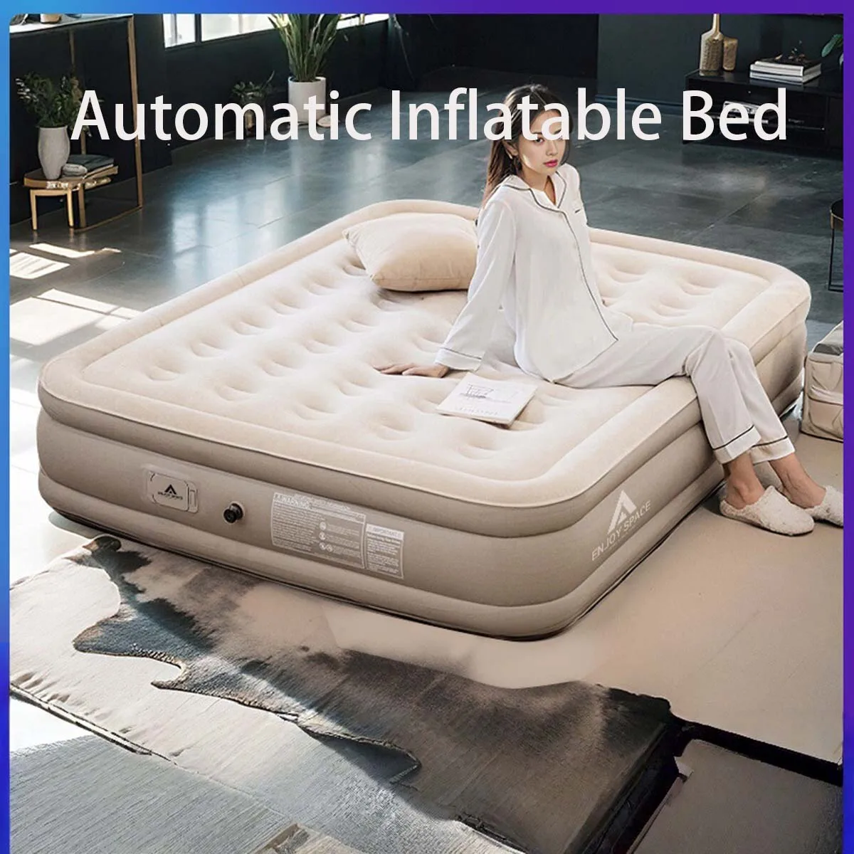 

Automatic Inflatable Air Mattress Built-in Pump Self-inflating Mat PVC Triple Double sleeping Pad For Camping or Indoor to 450kg