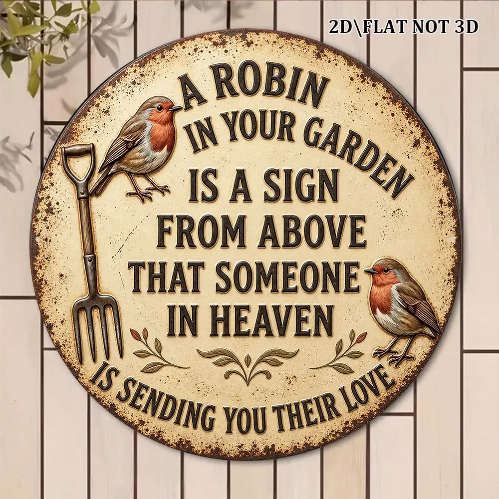 2D Flat, 1pc 8 X 8 Inches/20 X 20 Cm Round Sign, Vintage Decorative Plaque with 