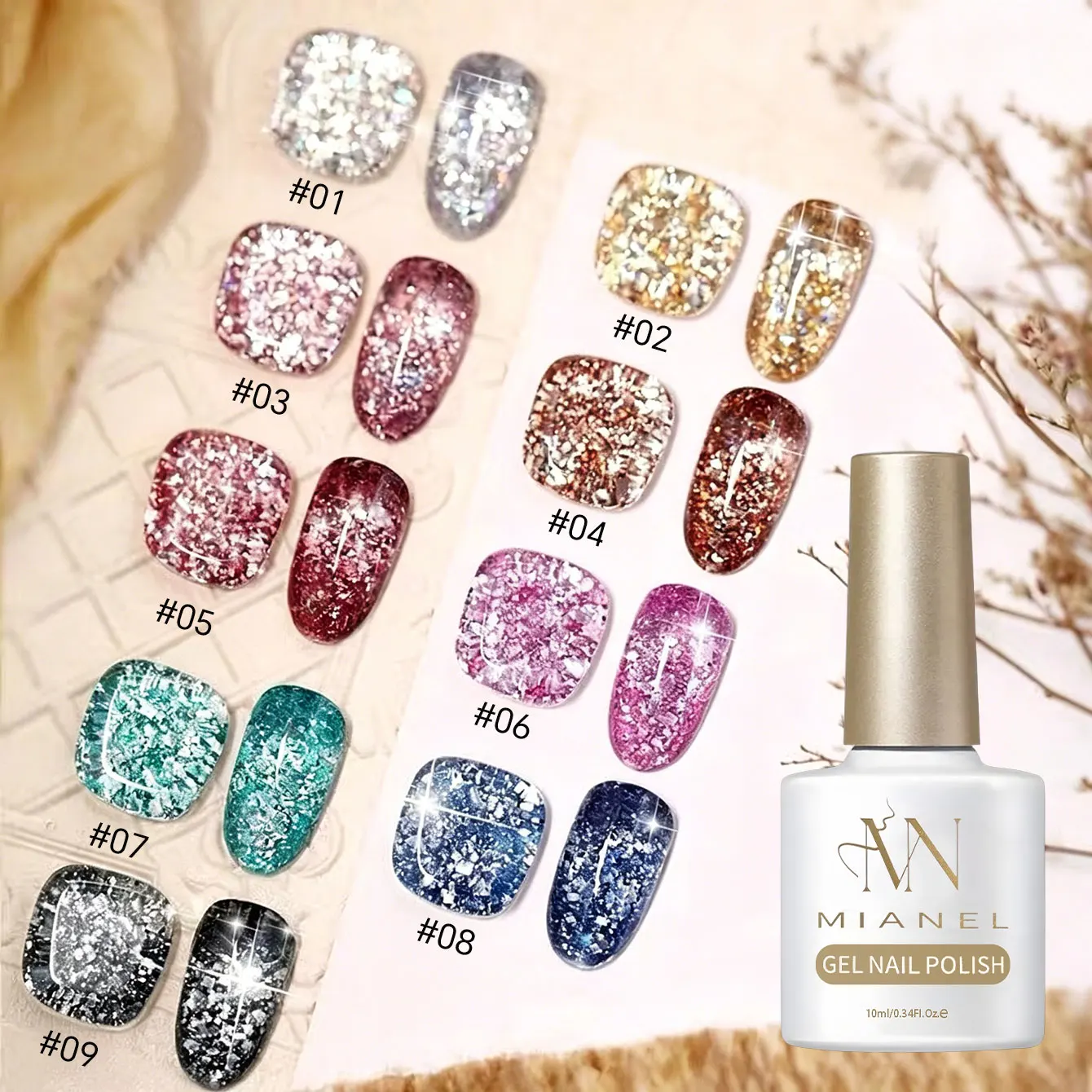 MN 2026 New Super Flash Cube Glitter Series Gel Nail Polish, Skin Brightening Sparkle Sequins Powder Professional UV Nail Gel - view 2