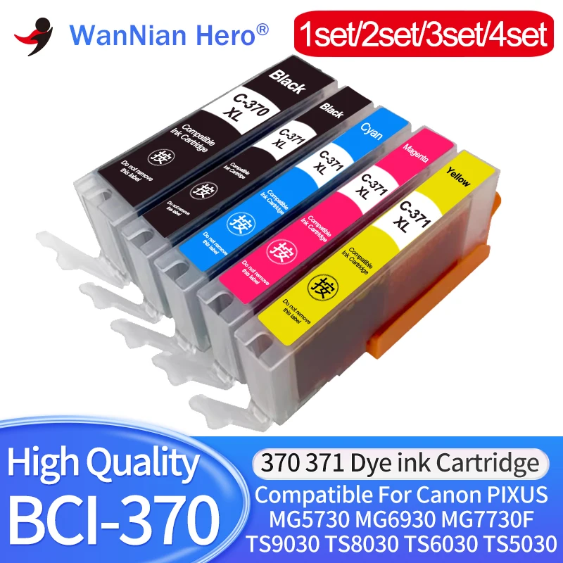 1/2/3/4set BCI-370 BCI-371 Compatible ink cartridge For canon PIXMA MG5730 MG6930 MG7730F MG7730 TS9030 TS8030 TS6030 TS5030