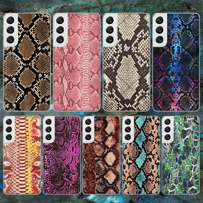 Pink Snake Skin Printing Drawing Soft Phone Case For Samsung Galaxy S23 S22 Ultra S21 Plus S20 FE S10 Lite S9 S8 + S10E S7 Edge