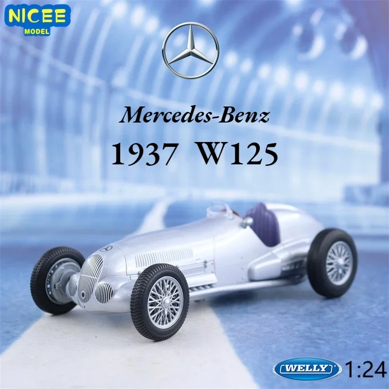 WELLY 1:24 1937 Mercedes Benz W125 Vintage car Simulation Diecast Car Metal Alloy Model Car kids toys collection gifts B886