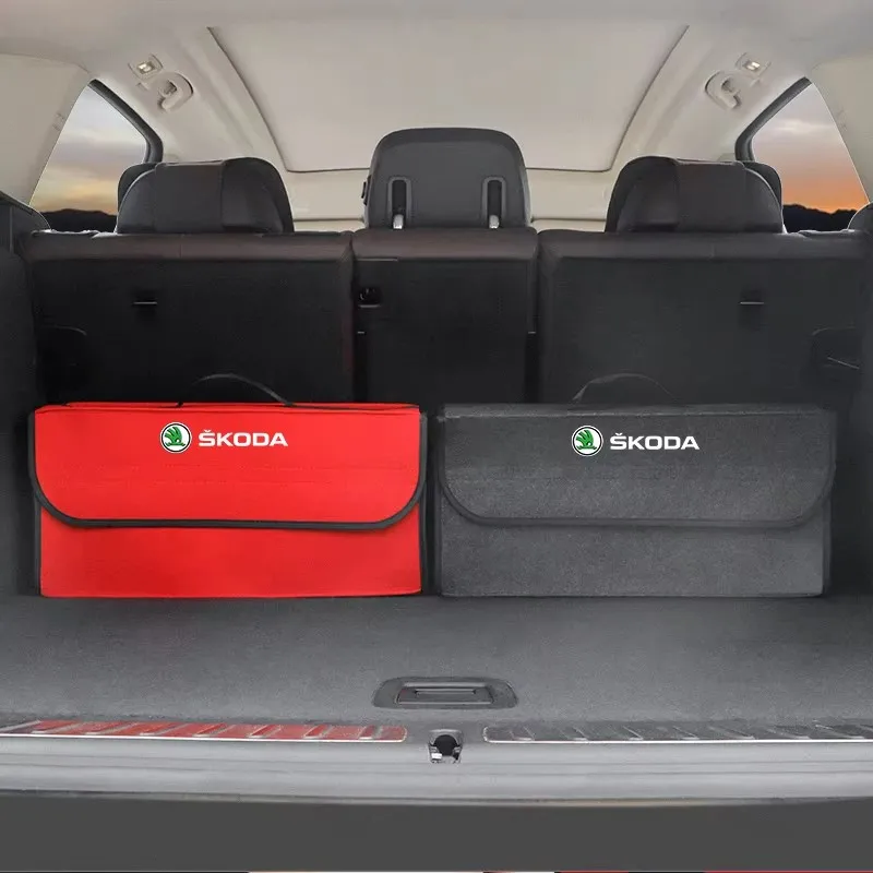 Car Trunk Storage Bag Organizer Sundries Stowing Tidying Box For Skoda Fabia Superb Yeti Octavia Enyaq Rapid Kodiaq Kamiq Karoq