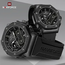 Розкішні годинники NAVIFORCE для чоловіків, жінок, високоякісні оригінальні наручні годинники для пар, силіконовий ремінець, військовий спортивний водонепроникний годинник