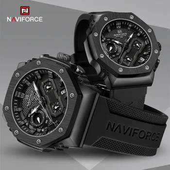 NAVIFORCE นาฬิกาสุดหรูสําหรับผู้ชายผู้หญิงคุณภาพสูง Original คู่นาฬิกาข้อมือสายซิลิโคนทหารกีฬานาฬิกากันน้ํา