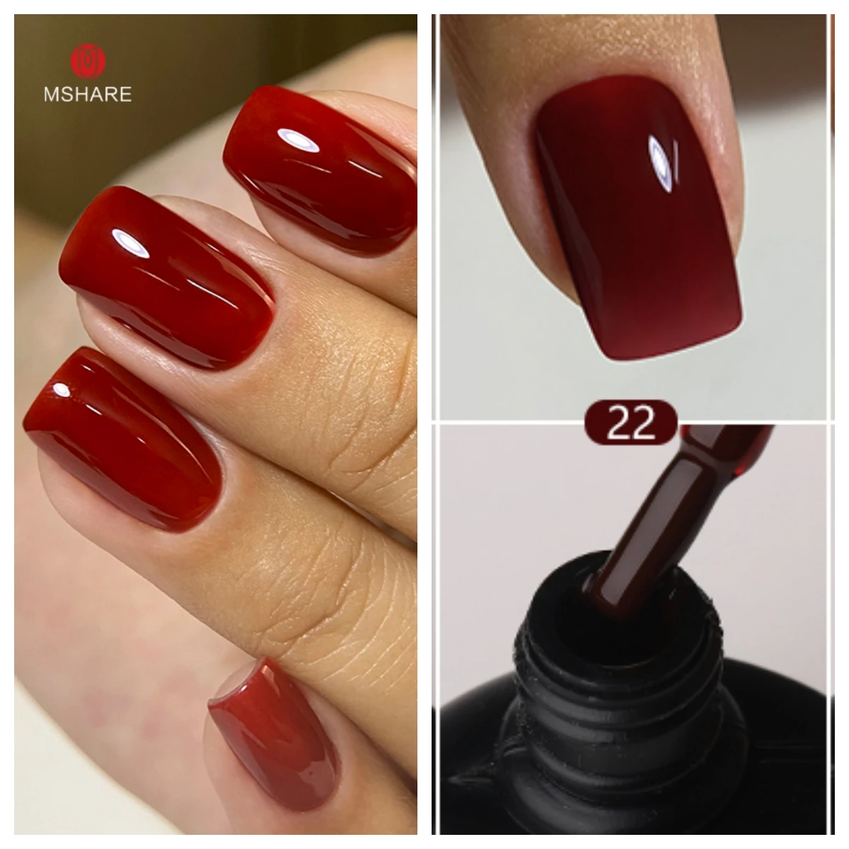 MSHARE-esmalte de Gel para uñas, barniz semipermanente de Color rojo oscuro, UV/LED, 100ml