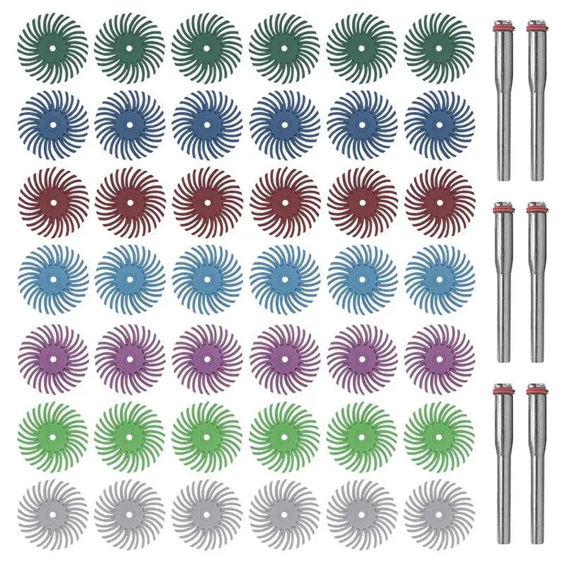 

ABIY Mixed Grit Abrasive Brush Gap-Polishing Pad 42Pcs 1" Radial Bristle Disc Kit With 1/8" Shank For Rotary Tool