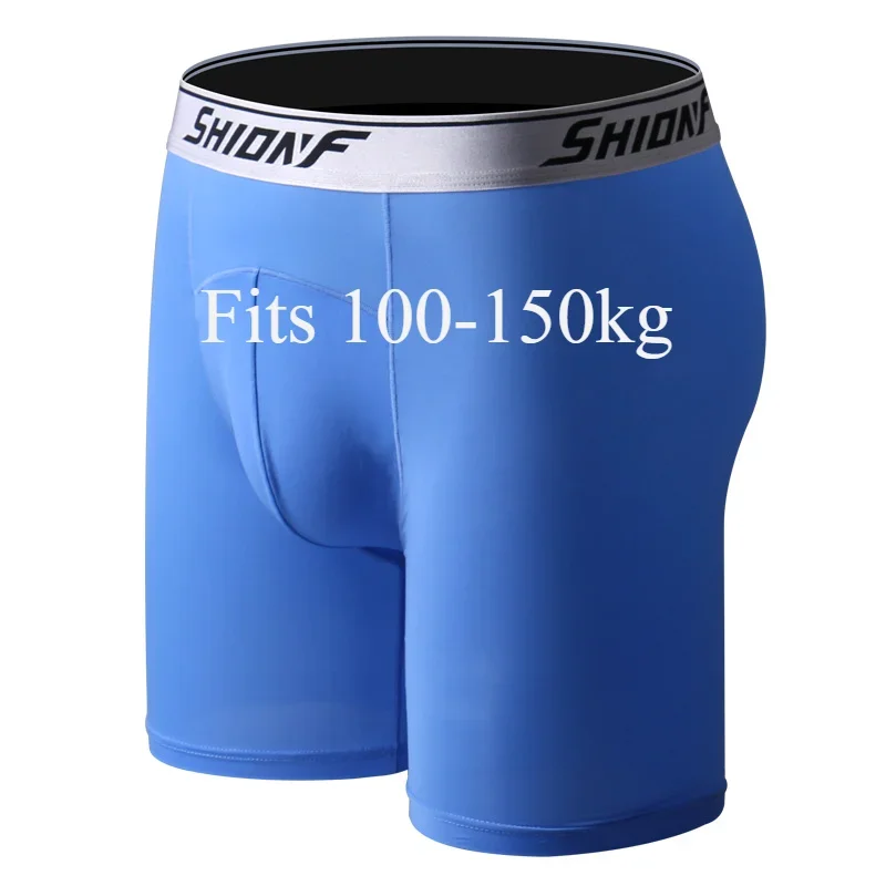 

9XL Plus Size Men's Athletic Fit Ice Silk Boxer Brief Summer Cool Long Leg Boxer Shorts Breathable Elastic Oversized Underwear