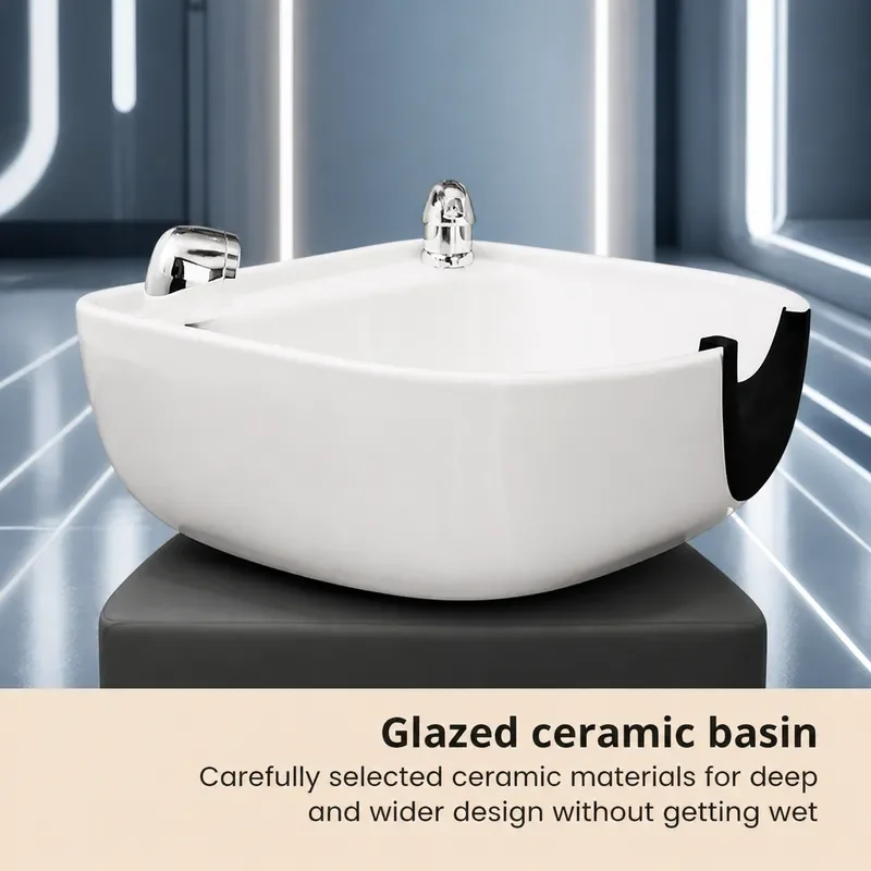 Fashionable Simple Semi Reclining Shampoo Bed for Barber Shop High End Club Hair Washing Recliner