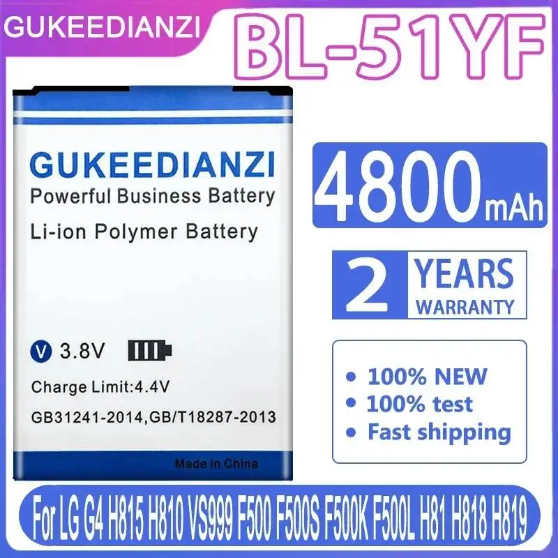

Mobile Phone Battery BL-51YF 4800Mah For LG G4 H815 H810 VS999 F500 F500S F500K F500L H81 H818 H819
