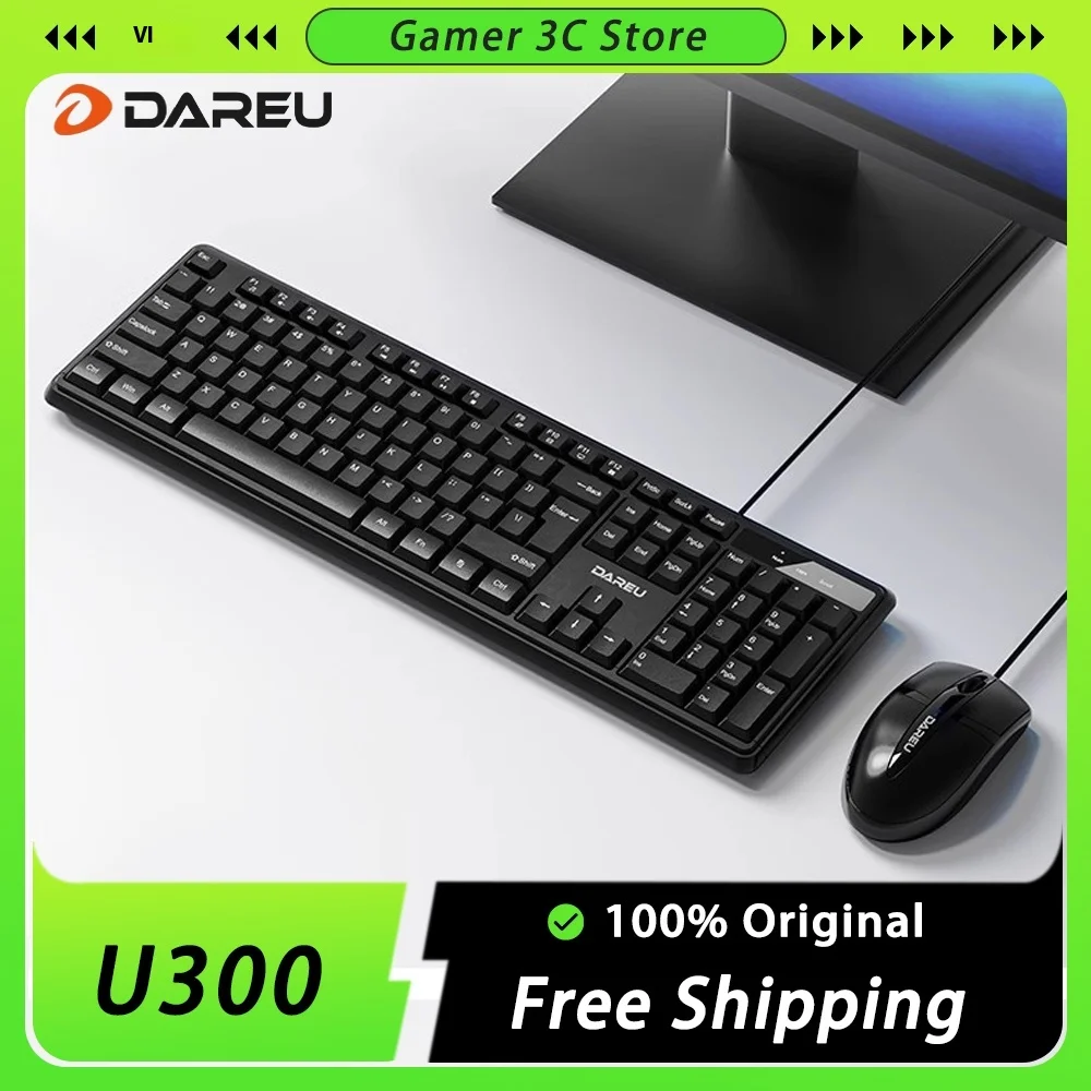 Dareu U300 Wired Keyboard and Mouse Set Laptop Accessories ABS Ergonomic Gaming Office Mechanical Keyboard Custom Mouse Set Gift