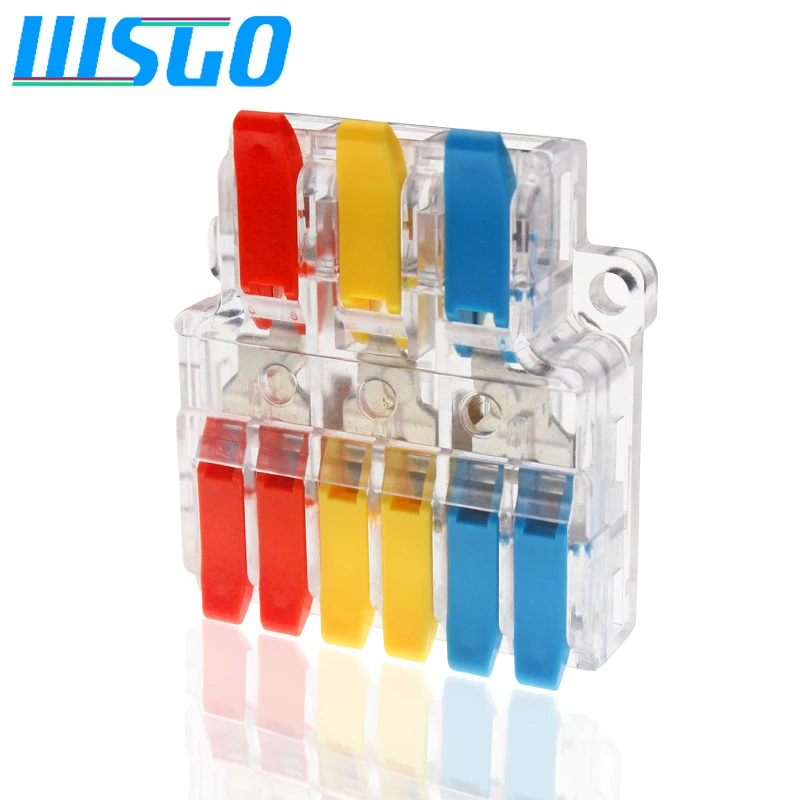 

Wire connector in 0.5-6mm2 quick terminal splitter 3 in 6 out clear insulated housing home wiring module