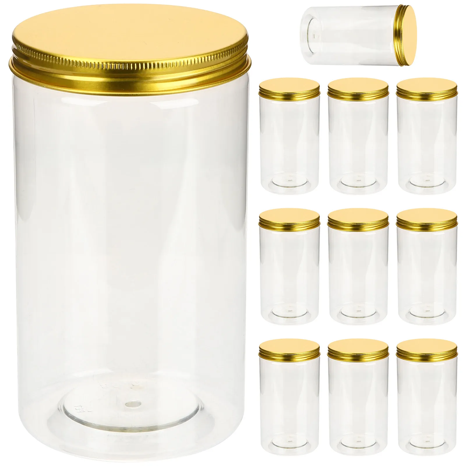 

10Pcs Storage Jars Plastic Body Aluminum Airtight Lid Candy Tea Coffee Spice Containers Reusable Kitchen Seasoning Jars