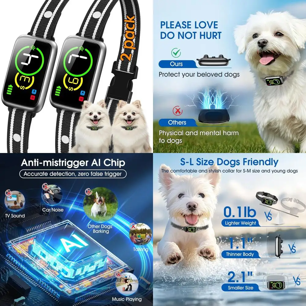 

Smart Anti-Bark Collar with Beep & Vibration, Adjustable Sensitivity, Waterproof for Small to Large Dogs