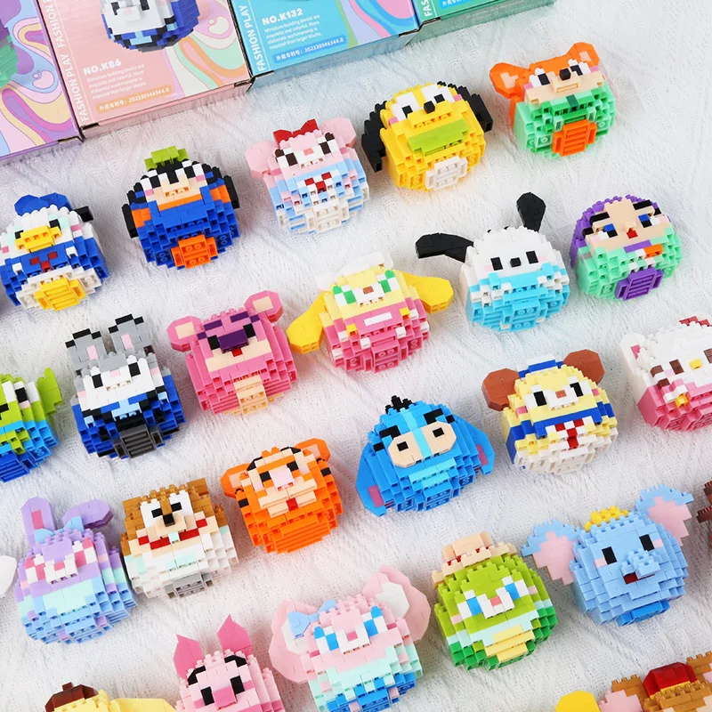 

Disney 108 Style Stitch LinaBell Hello Kitty Building Blocks Princess Cartoon Figrues Bricks Children's Assembly Toys Model Gift