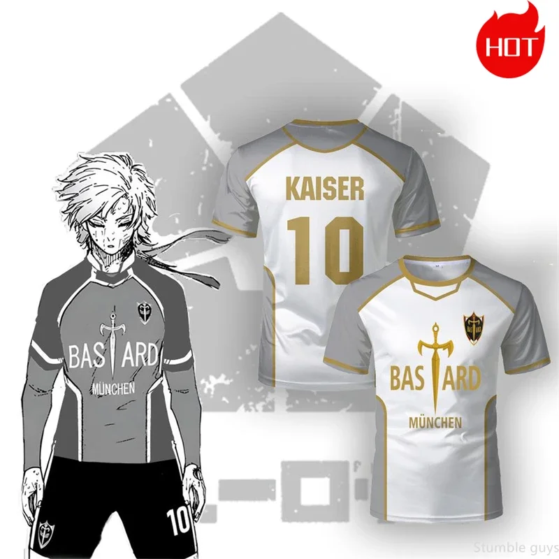 Einfacher Stil Blaues Anime-T-Shirt im Schließfach-Design Fußballtrikot Jungenkleidung Mädchen Kurzarm Harajuku Cosplay Grafik-T-Shirts