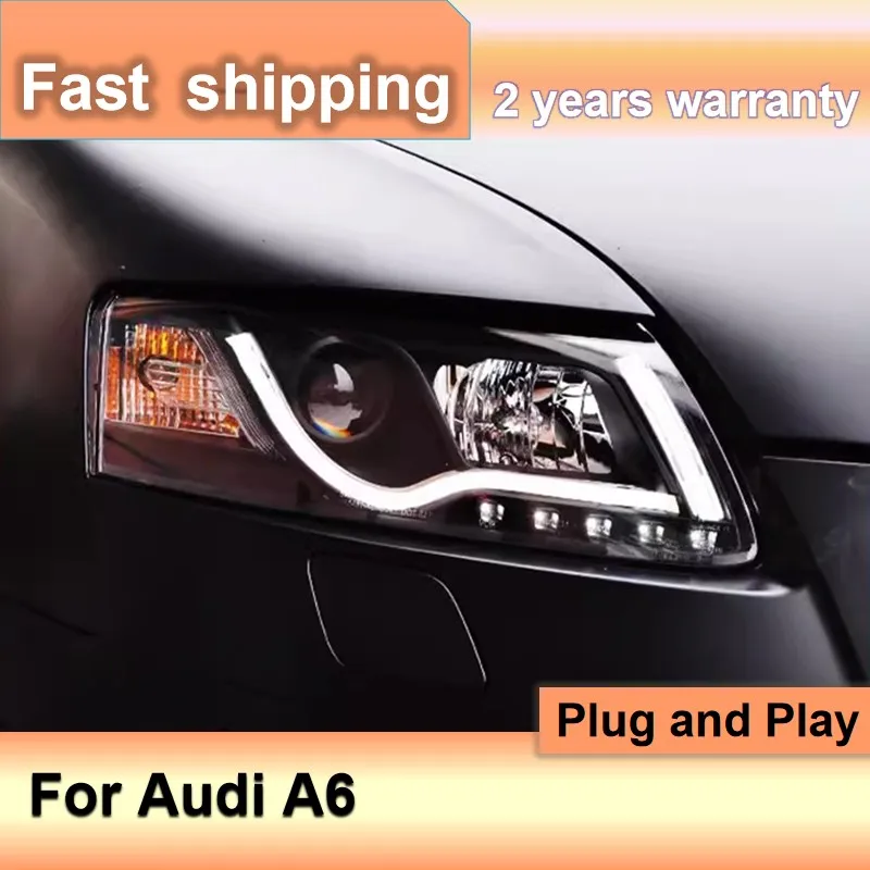 Car Accessories for Audi A6 Head Light 2005-2011 A6 C6 Headlight A6 C5 C6 DRL Turn Signal High Beam Projector Lens