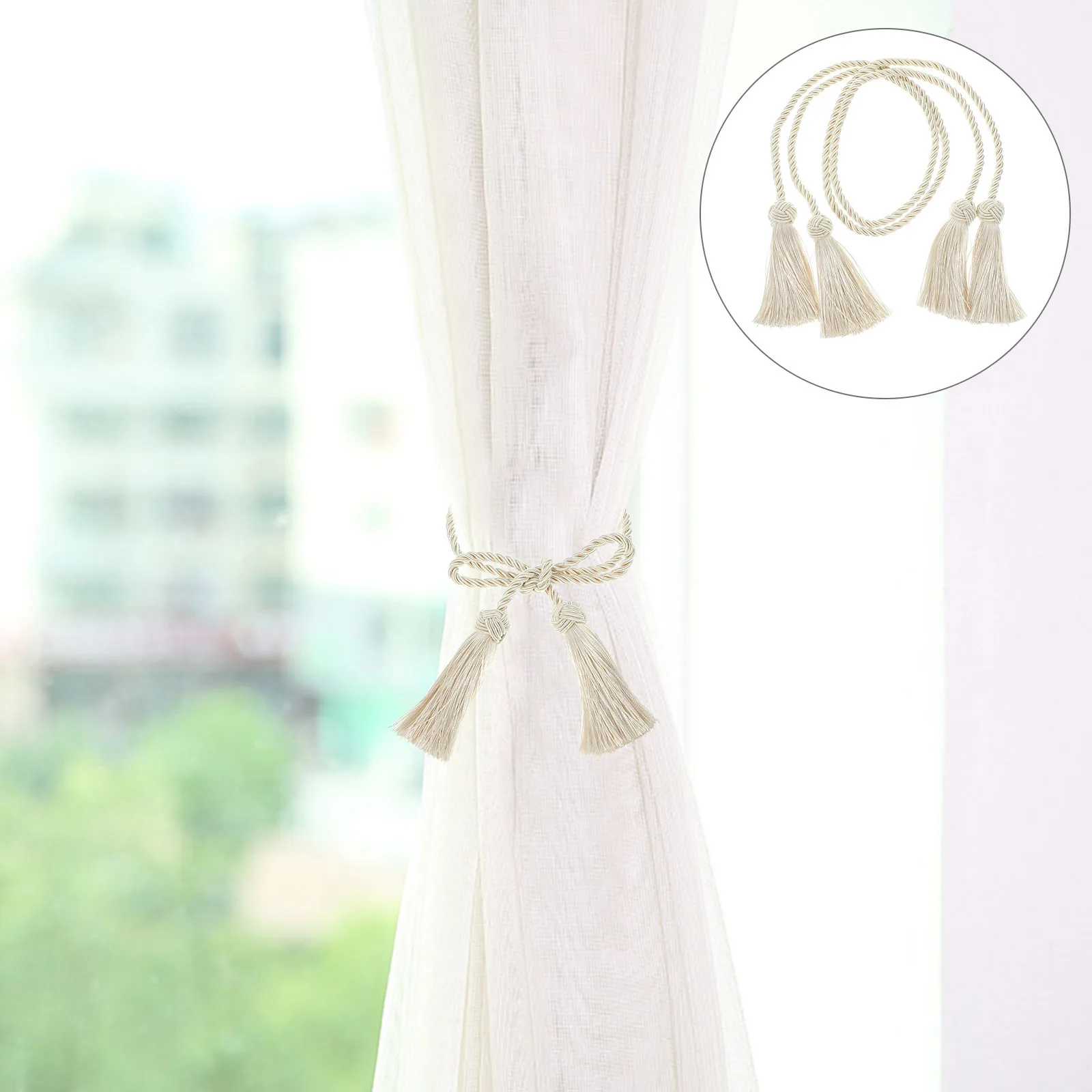 

1 Pair Curtain Tiebacks Cotton Rope Decorative Drapes Fastener For Living Room Bedroom Home Window Curtains Rustic Holders