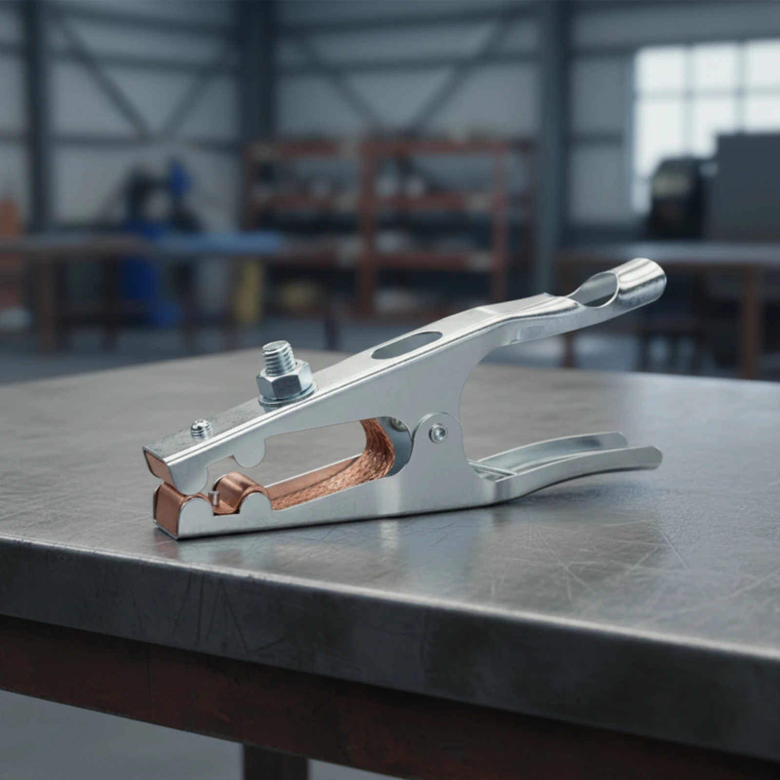 Metalwork Ground Clamp Serrated Welder Grounding Clamp Heavy-Duty Corrosion Resistant for Welders, Workshops, Garages