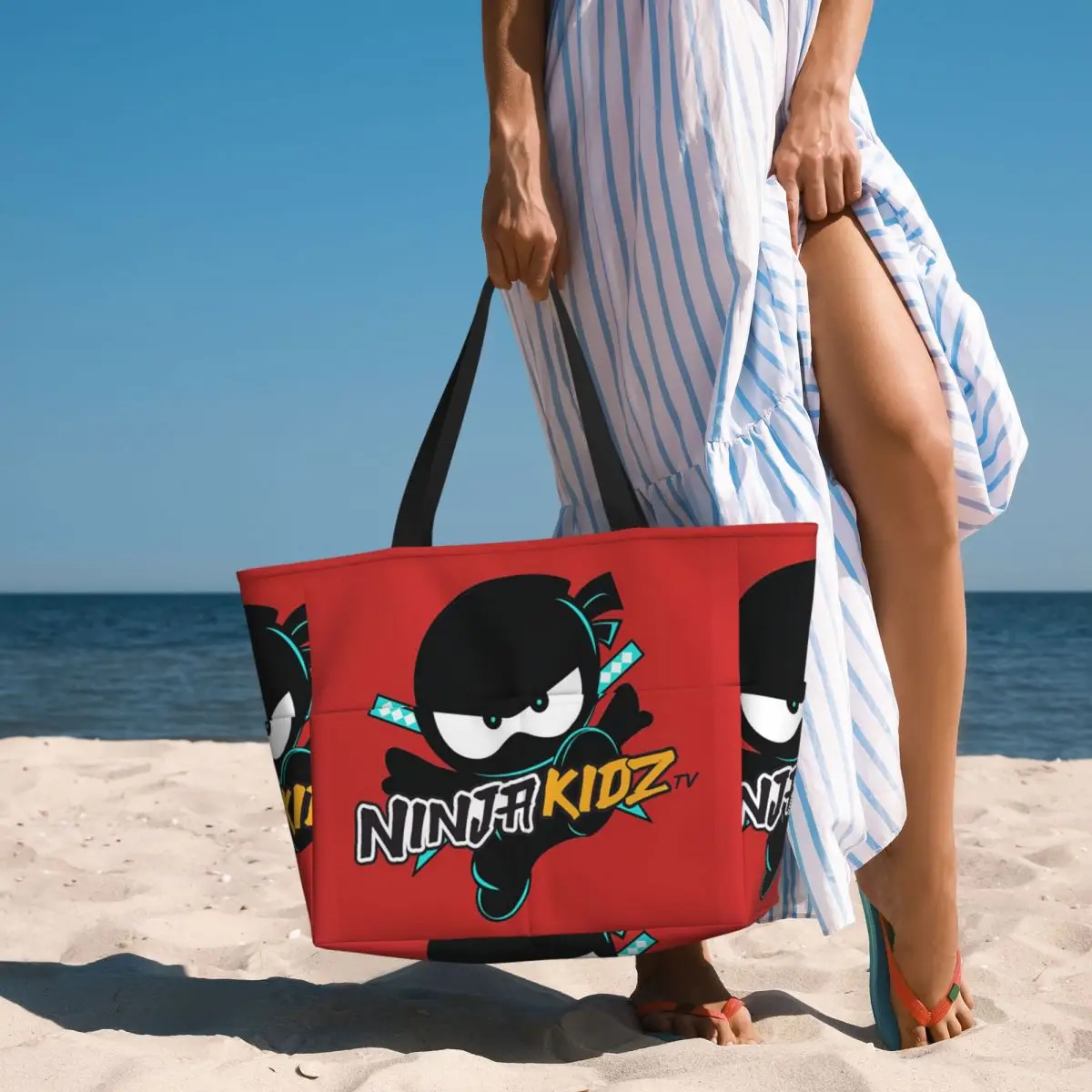 

Ninja Kidz Beach Tote Bag Sport Gym Yoga Duffle Large Tote Bag Women Travel Bag Fitness bag