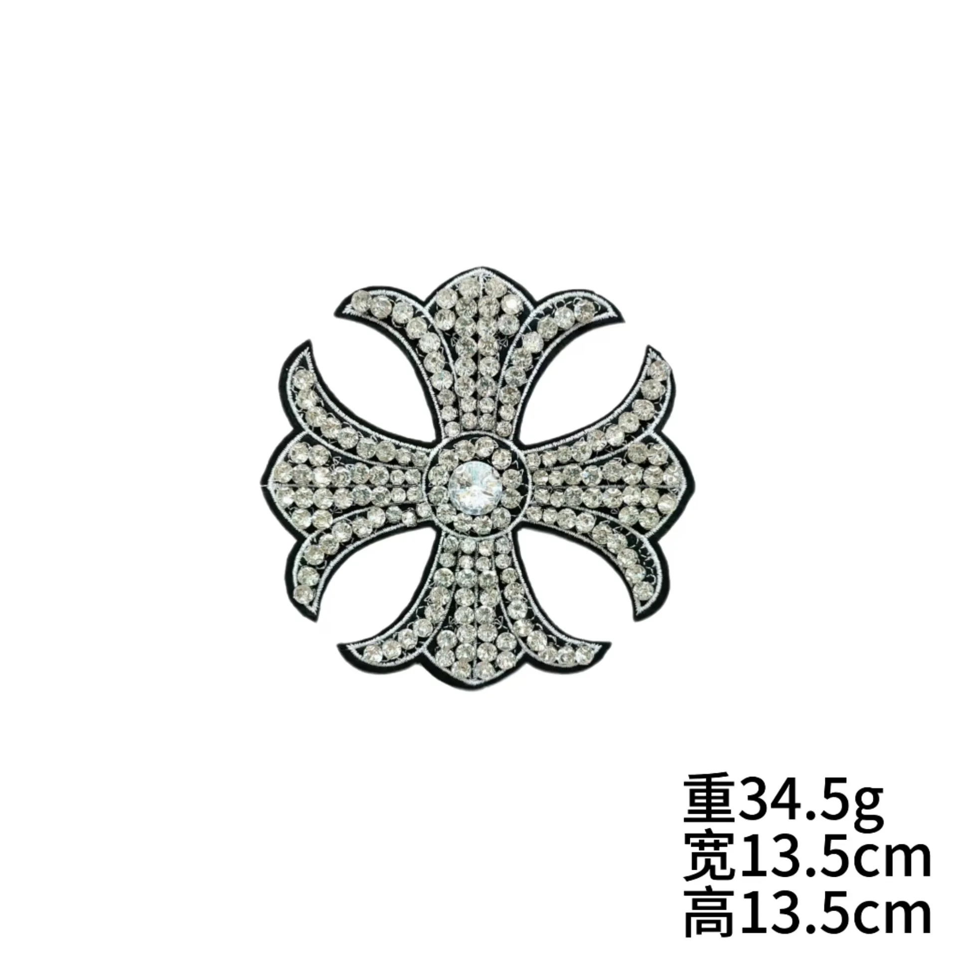 1pcs Handmade bead sewing crystal glass diamond cross fabric stickers DIY clothing accessories patch fabric stickers