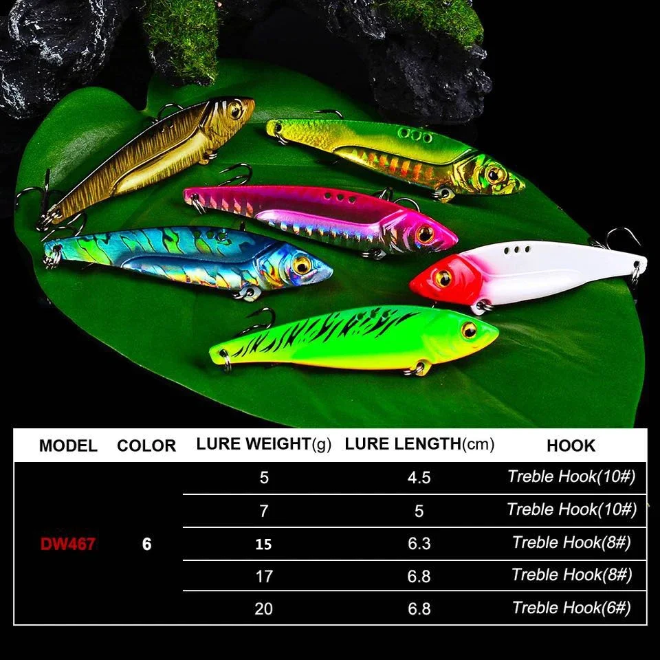 1pc VIB Lure 3D Eyes Pencil 5g 7g 15g 17g 20g Balancer Spoon Spinner Painting Fishing Lure Hard Bait Fishing Tackle Treble Hook