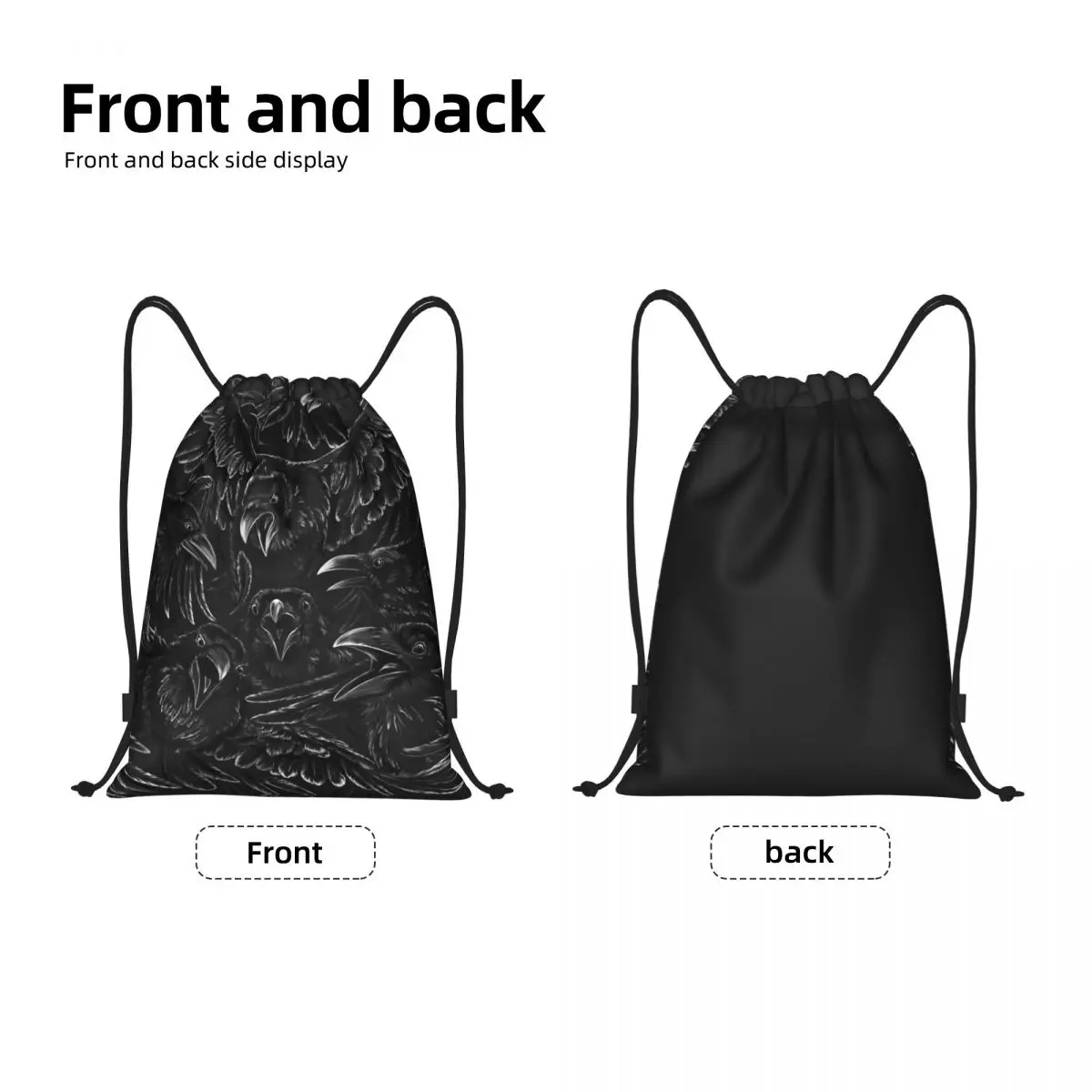 Custom Raven Rage Drawstring Backpack Sports Gym Bag for Women Men Halloween Witch Gothic Scary Crow Training Sackpack