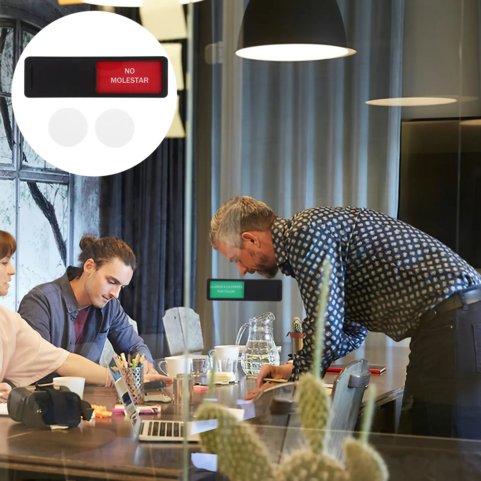 

Multi-Functional Sliding Door Sign Black Red Door Hanger Sign in Use Vacant Indicator for Conference Room Office Hotel