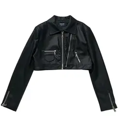Spring Autumn Short Women's Leather Jacket 2024 New Fashion Loose Leisure Pu Skin Coat Locomotive Coat Zipper Outerwear Female