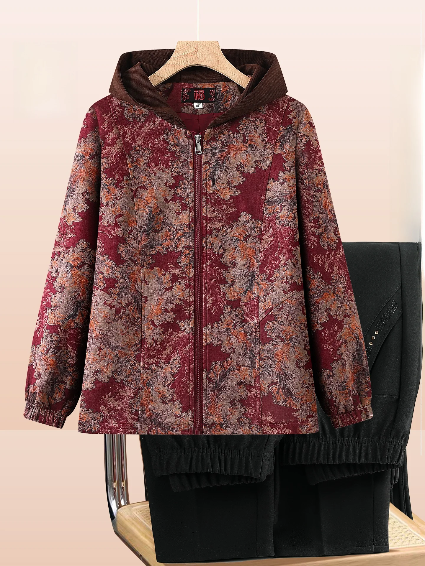 

Модная куртка с цветочным принтом и капюшоном, свободного кроя, для беременных, осенне-весенняя верхняя одежда для женщин среднего и старшего возраста