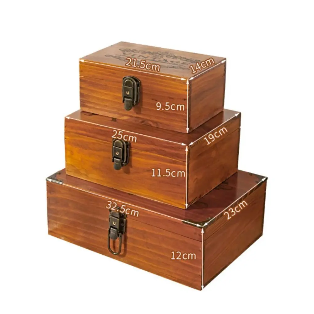 Miscellaneous Organizer Wooden Storage Box with Lock Vintage Jewelry Box Multi-function Exquisite Storage Case Gift